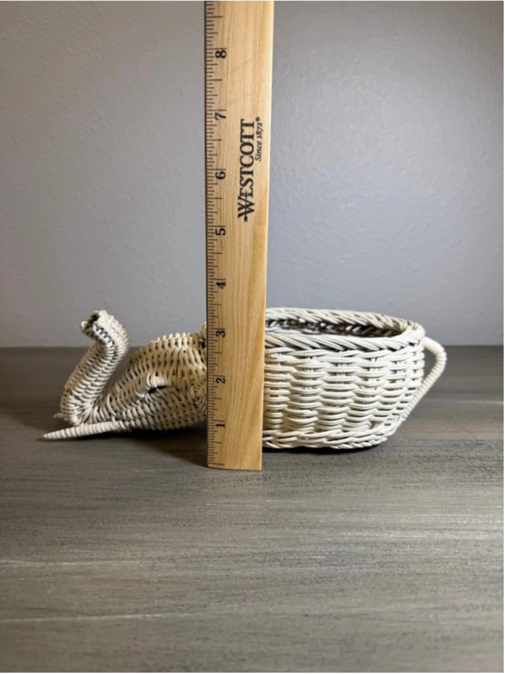 vintage white wicker elephant planter trinket basket Boho MCM